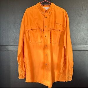 L.L.Bean Orange Vented Long Sleeve Button Up Shirt Fishing large regular